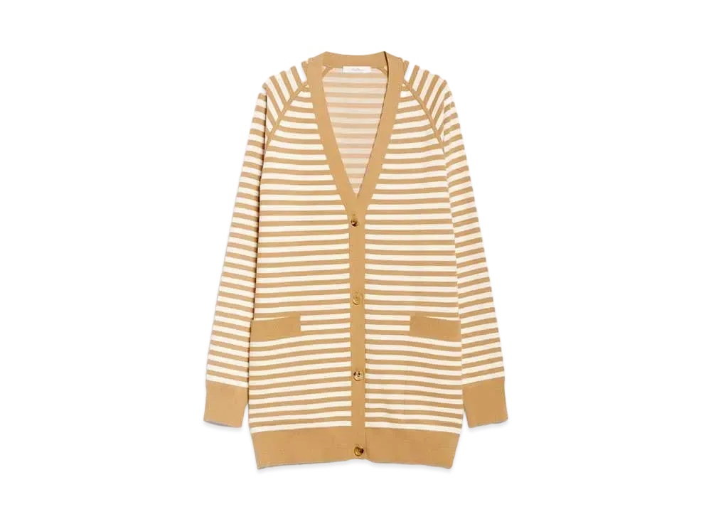 Max Mara Tenore Viscose Jacquard Knit Cardigan "Honey"