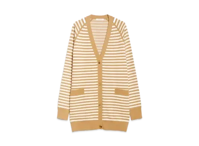 Max Mara Tenore Viscose Jacquard Knit Cardigan "Honey"