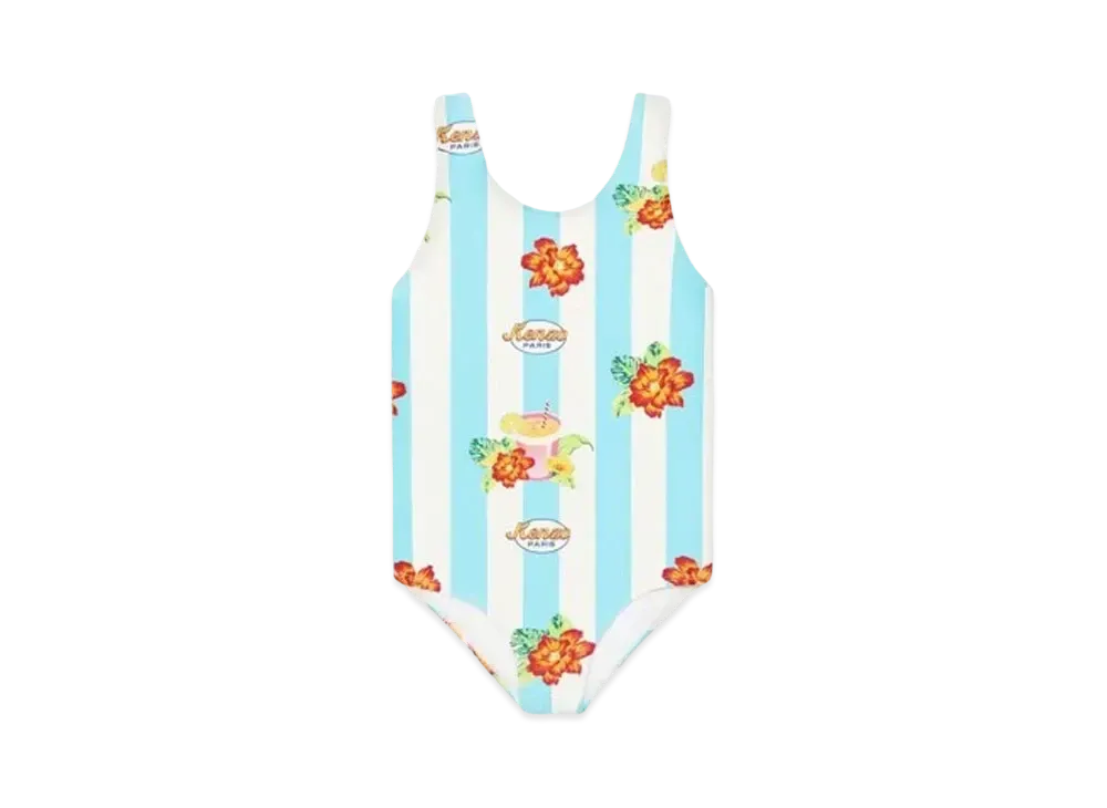 KENZO One-piece Stripe Swimsuit "Turquoise"