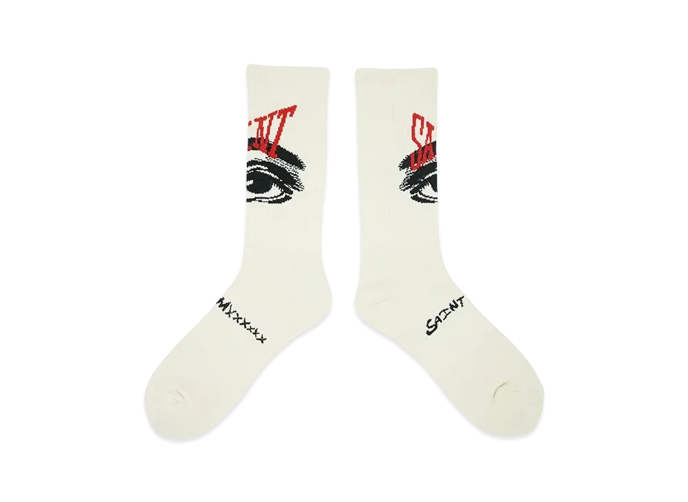 SAINT Mxxxxxx Eyes Socks "Ecru" (24SS) SM-YS8-0000-102