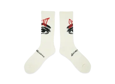 SAINT Mxxxxxx Eyes Socks "Ecru" (24SS) SM-YS8-0000-102