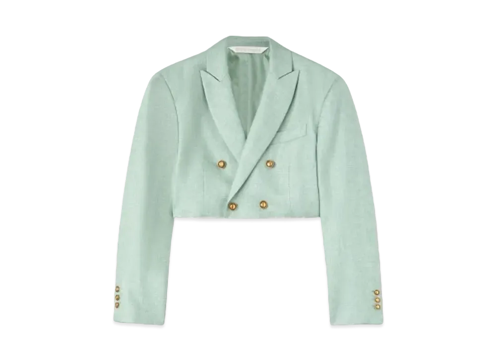 PALM ANGELS Cropped Linen Blazer "Mint"