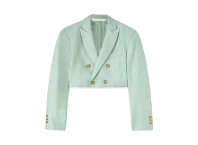 PALM ANGELS Cropped Linen Blazer "Mint"