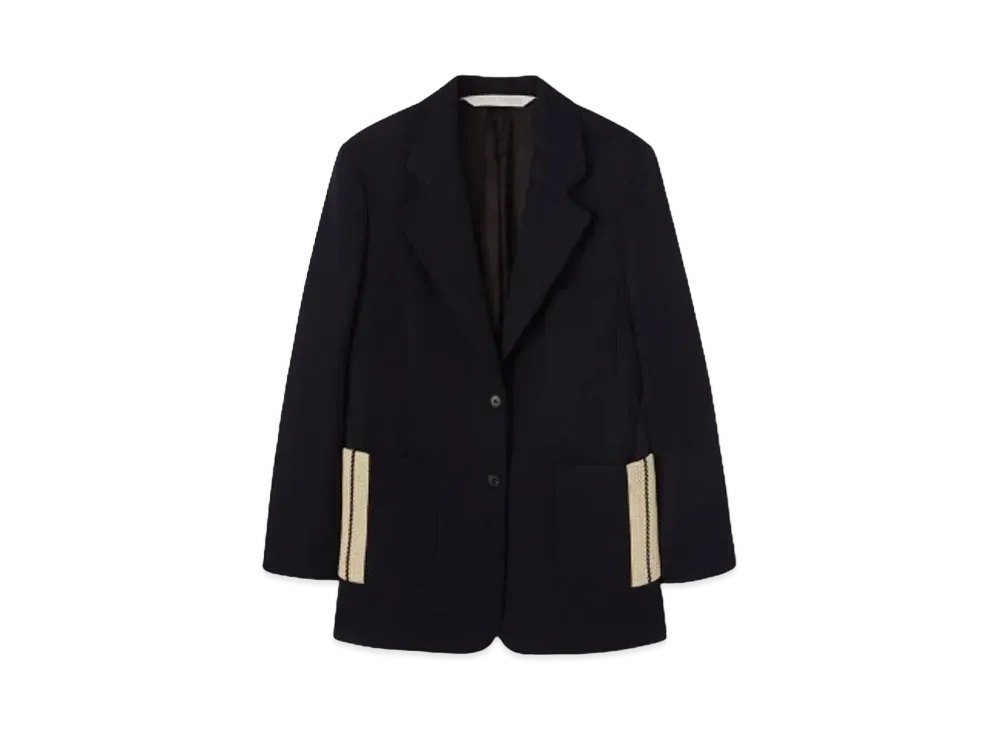 PALM ANGELS Wool Blend Blazer "Navy Blue/Off White"