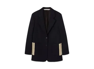 PALM ANGELS Wool Blend Blazer "Navy Blue/Off White"