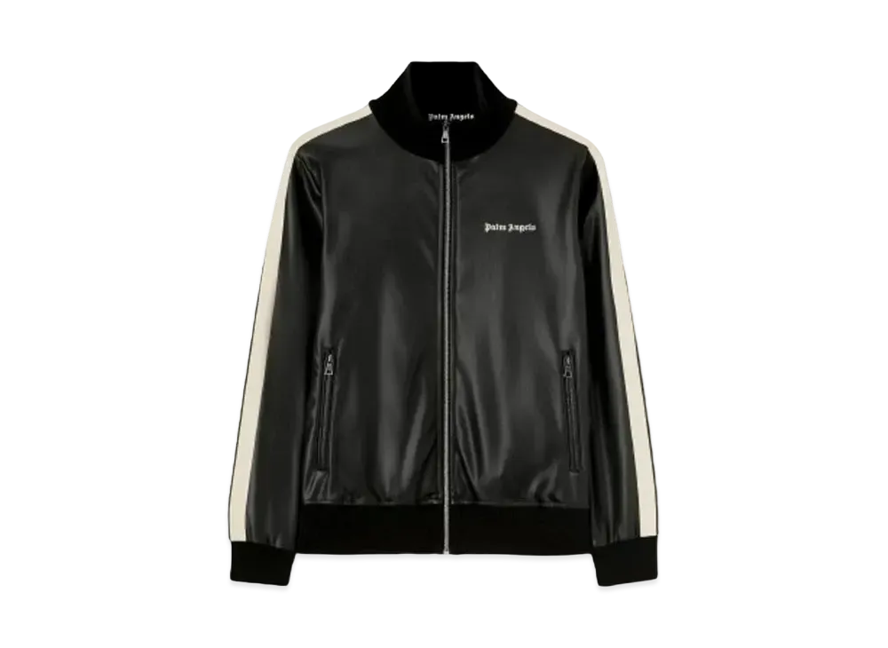 PALM ANGELS Track Jacket Leather Effect "Black/Off White"