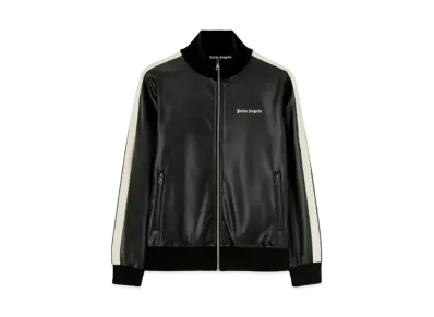 PALM ANGELS Track Jacket Leather Effect "Black/Off White"