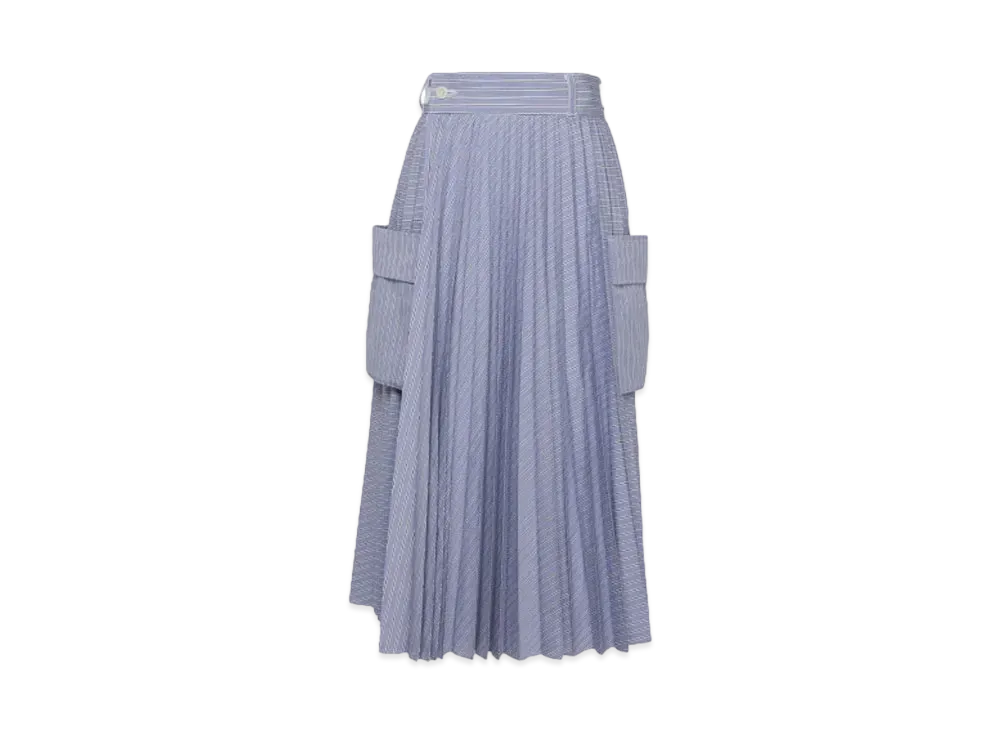 sacai Thomas Mason Cotton Poplin Skirt "Light Blue Stripes"