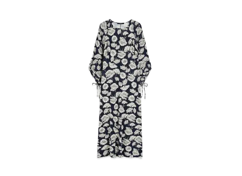 Max Mara Yellow Jersey Print Dress "Navy"