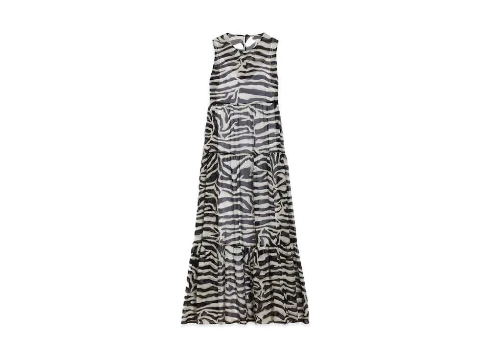 Max Mara Infante Cotton Silk Long Dress "White/Black"