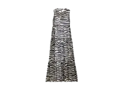 Max Mara Infante Cotton Silk Long Dress "White/Black"