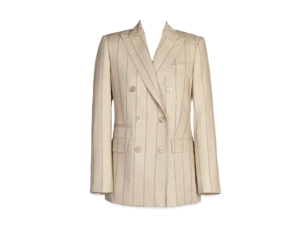 Max Mara Virgin Wool Pinstripe Jacket "Sand Beige"