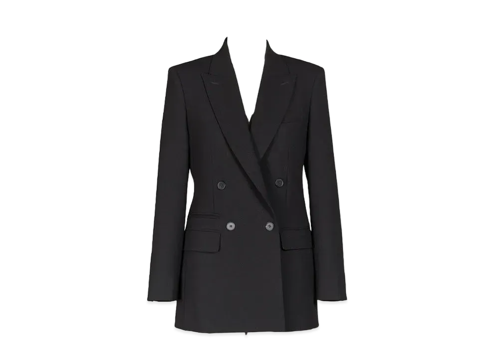Max Mara Aere Wool Crepe Double-Breasted Blazer "Black"