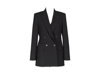 Max Mara Aere Wool Crepe Double-Breasted Blazer "Black"