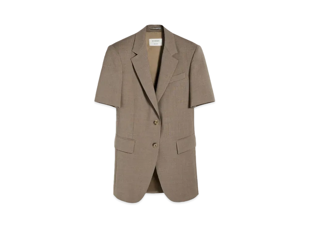 Max Mara Panthera Short Sleeve Stretch Wool Jacket "Turtle Dope"