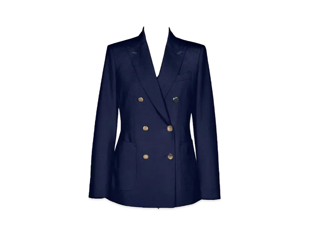 Max Mara Favola Virgin Wool Double-Breasted Jacket "Navy"