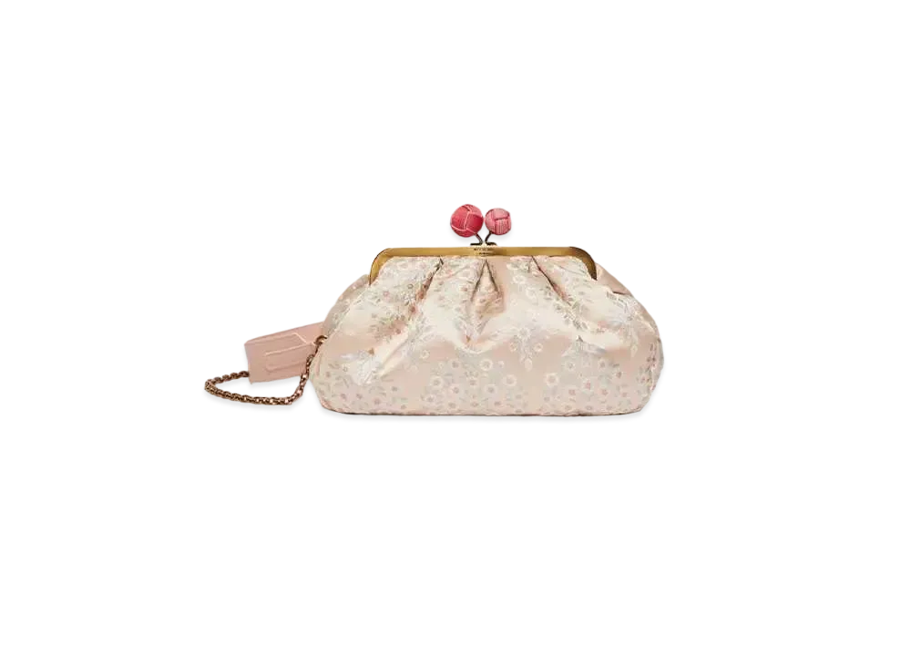 Max Mara Medium Pasticino Bag in Silk Jacquard "Pink"