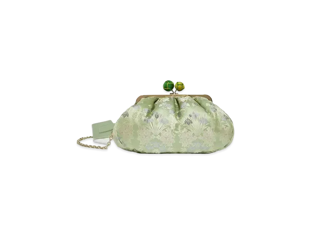 Max Mara Medium Pasticino Bag in Silk Jacquard "Green"