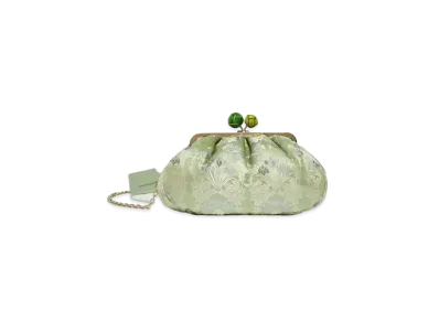 Max Mara Medium Pasticino Bag in Silk Jacquard "Green"