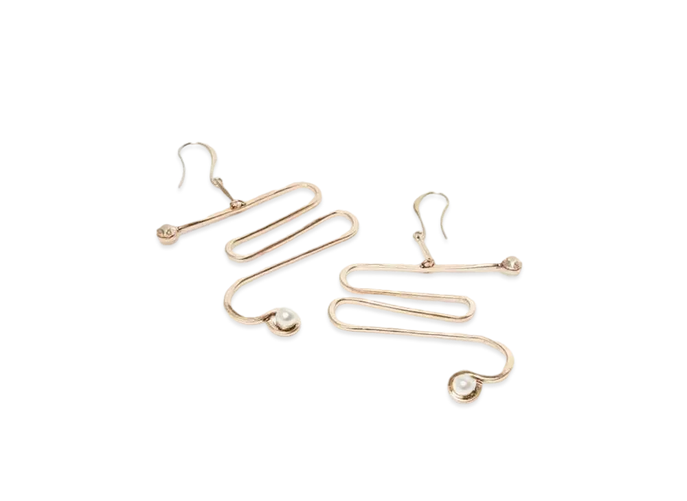 Max Mara Malemar Metal Spring Earrings "Dark Satin Gold"