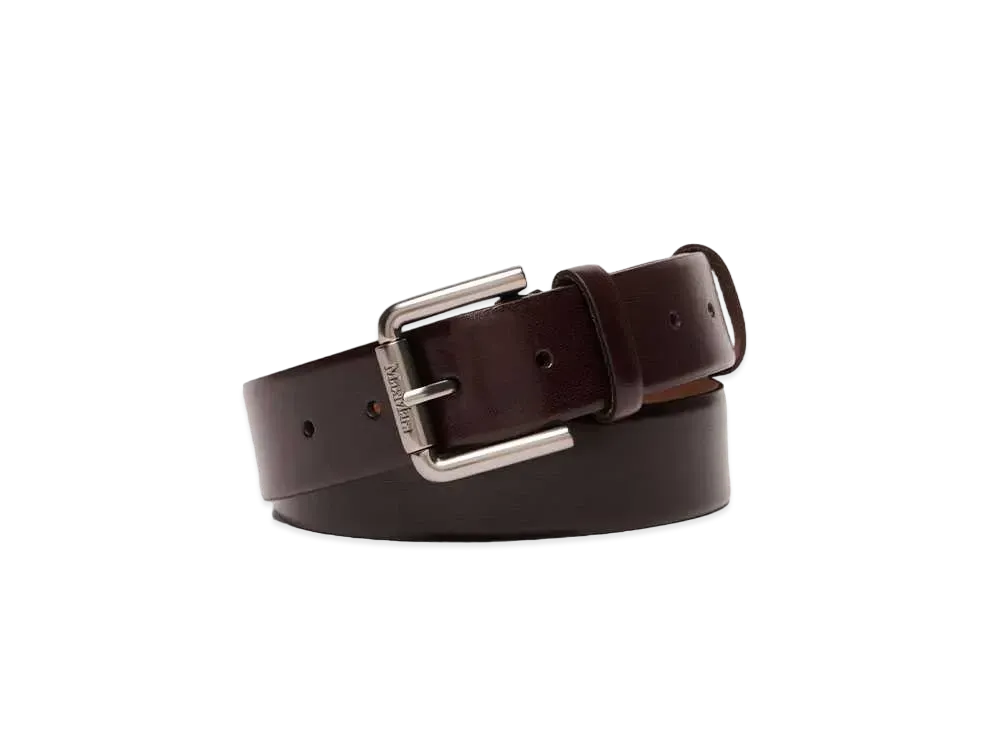Max Mara Wet Leather Calf Leather Belt "Dark Brown"