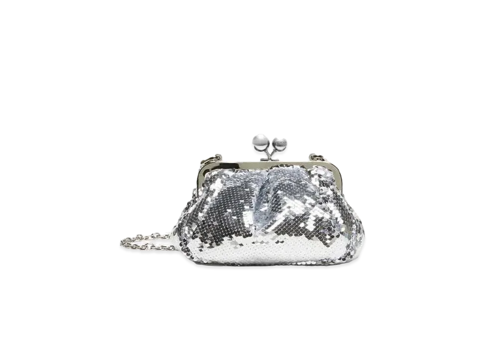 Max Mara Egadi Small Sequined Pasticino Bag "Silver"