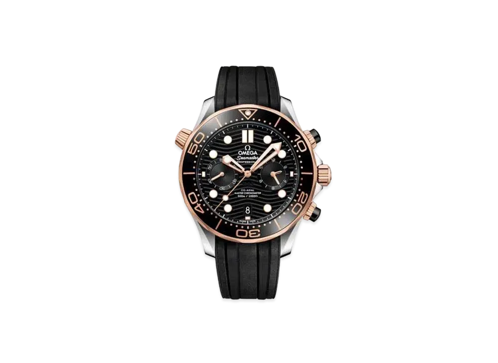 OMEGA Seamaster Diver 300M Co-Axial Master Chronometer Chronograph Rubber Strap 44MM "Sedona Gold/Black" 210.22.44.51.01.001