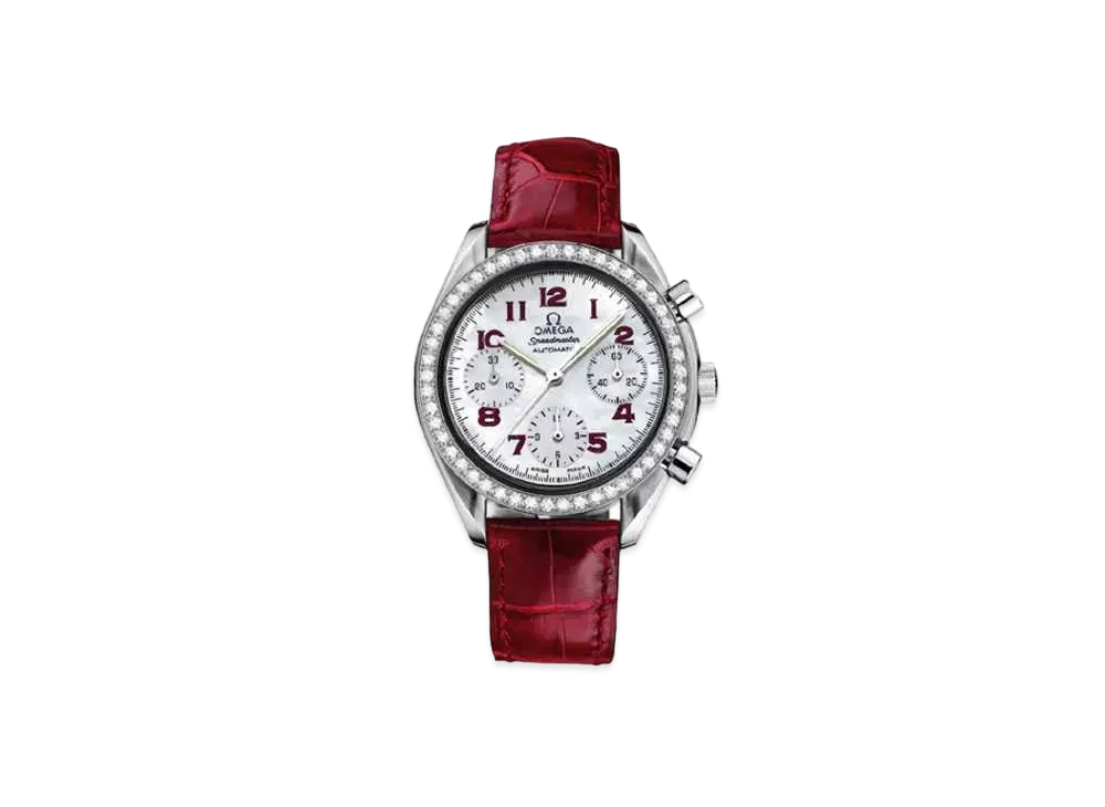 OMEGA Speedmaster Leather Strap 37MM "Stainless Steel/White/Red" 3815.79.40