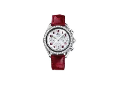 OMEGA Speedmaster Leather Strap 37MM "Stainless Steel/White/Red" 3815.79.40