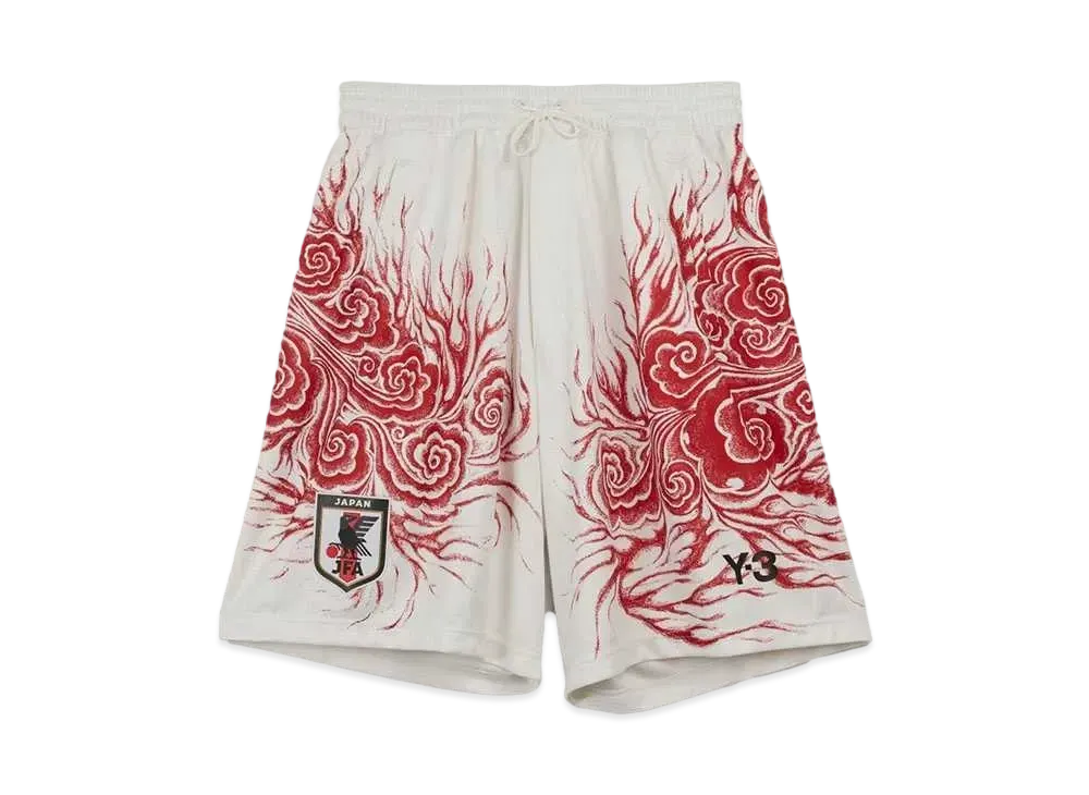 adidas Y-3 Japan National Soccer Team CW Graphic Shorts "Core White/Team Power Red"
