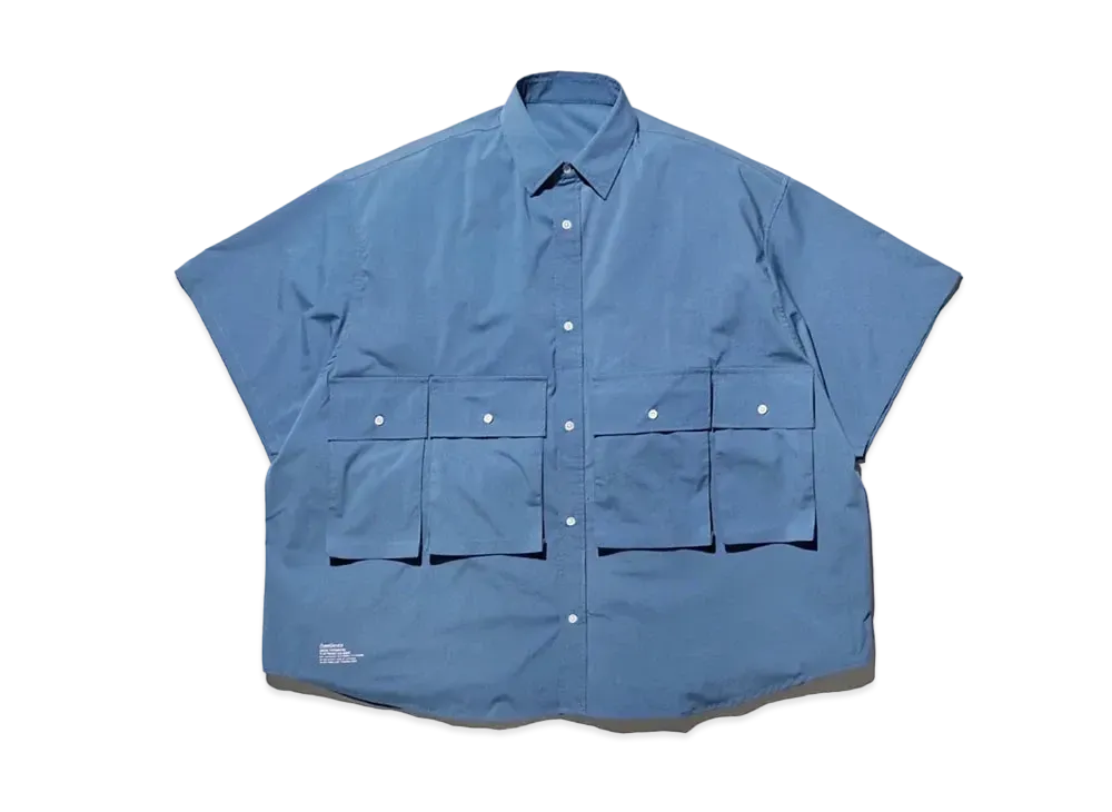 FreshService Micro Typewriter Flap Pocket S/S Shirt "Blue"