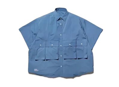 FreshService Micro Typewriter Flap Pocket S/S Shirt "Blue"