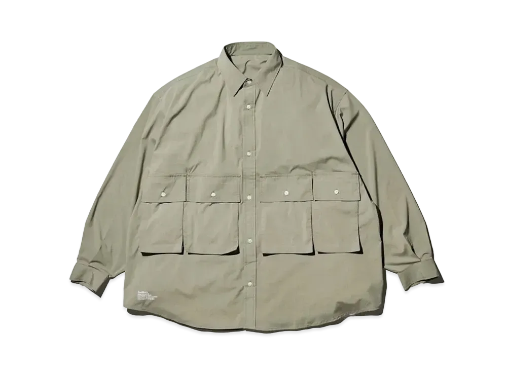 FreshService Micro Typewriter Flap Pocket L/S Shirt "Sage"