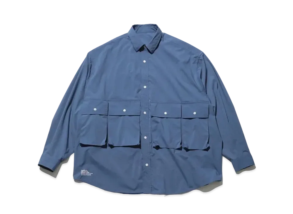 FreshService Micro Typewriter Flap Pocket L/S Shirt "Blue"