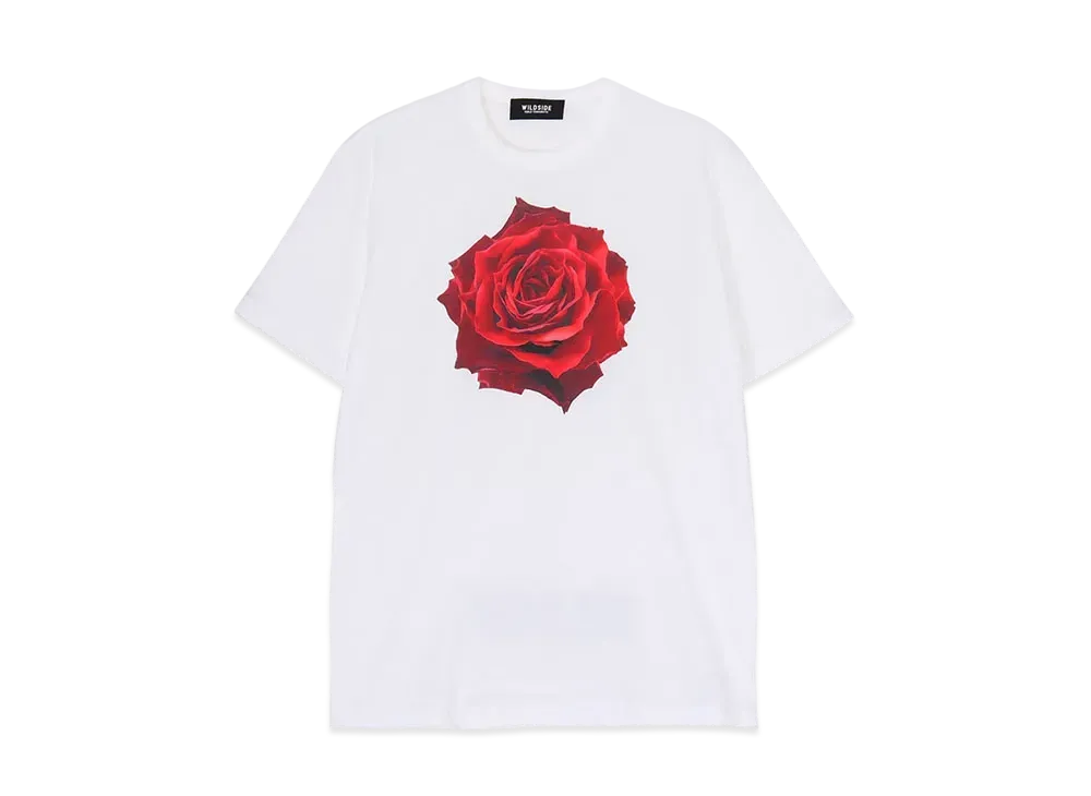 WILDSIDE Yohji Yamamoto RED ROSE White T-Shirt "White"