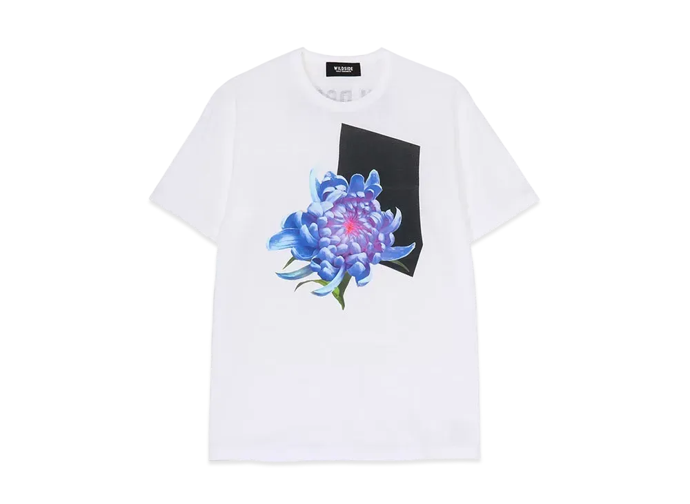WILDSIDE Yohji Yamamoto BLUE CHRYSANTHEMUM White T-Shirt "White"