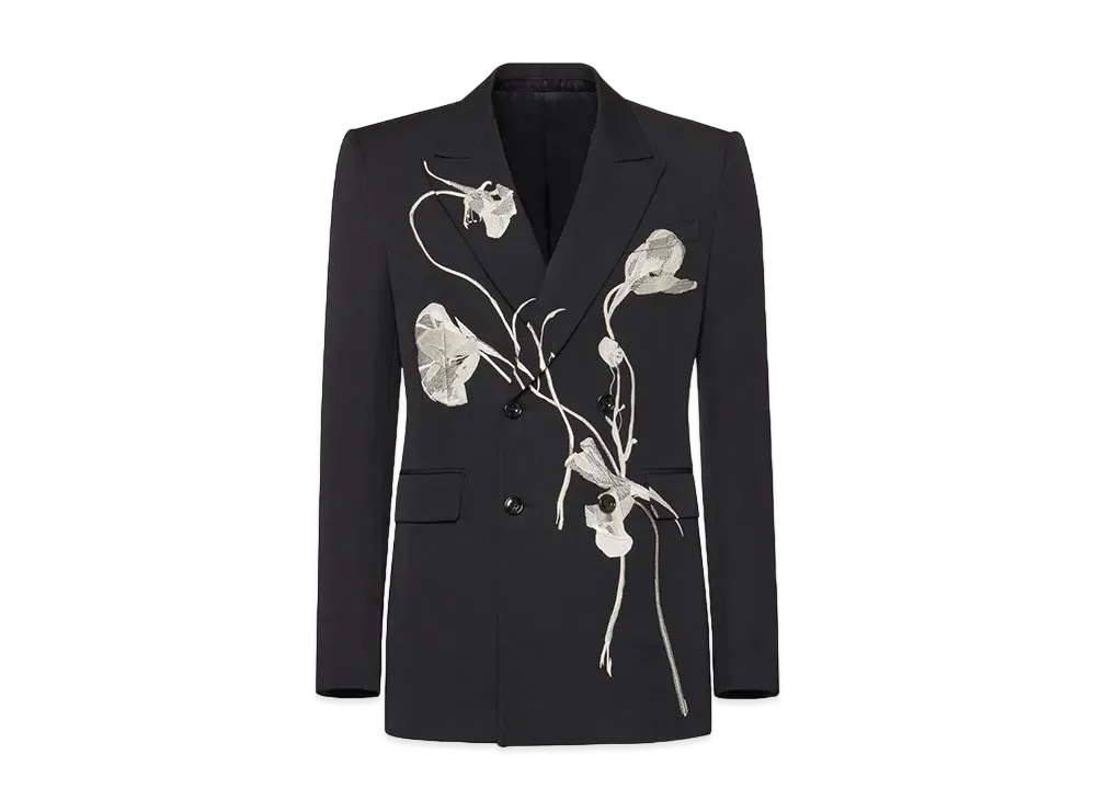 Alexander McQUEEN Pressed Flower Double Breasted Jacket "Black"