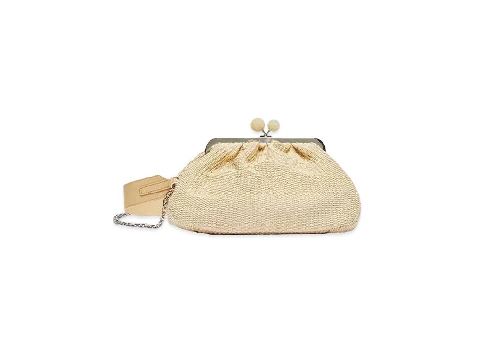 Max Mara Fortuna Raffia Look Medium Pasticino Bag "Beige"