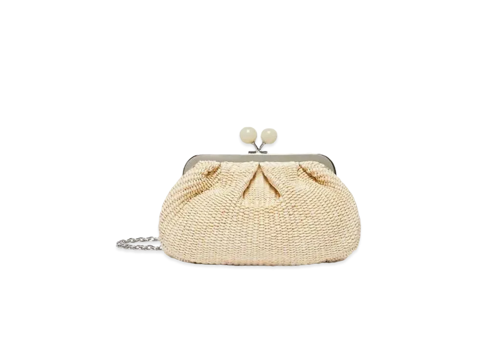 Max Mara Palmas Raffia Look Small Pasticino Bag "Ivory"
