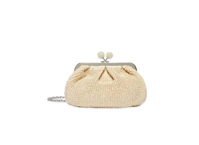 Max Mara Palmas Raffia Look Small Pasticino Bag "Ivory"