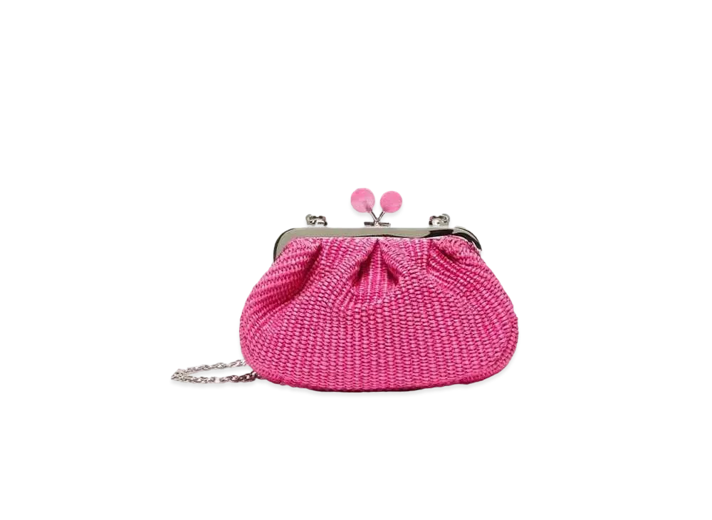 Max Mara Palmas Raffia Look Small Pasticino Bag "Fuchsia Pink"