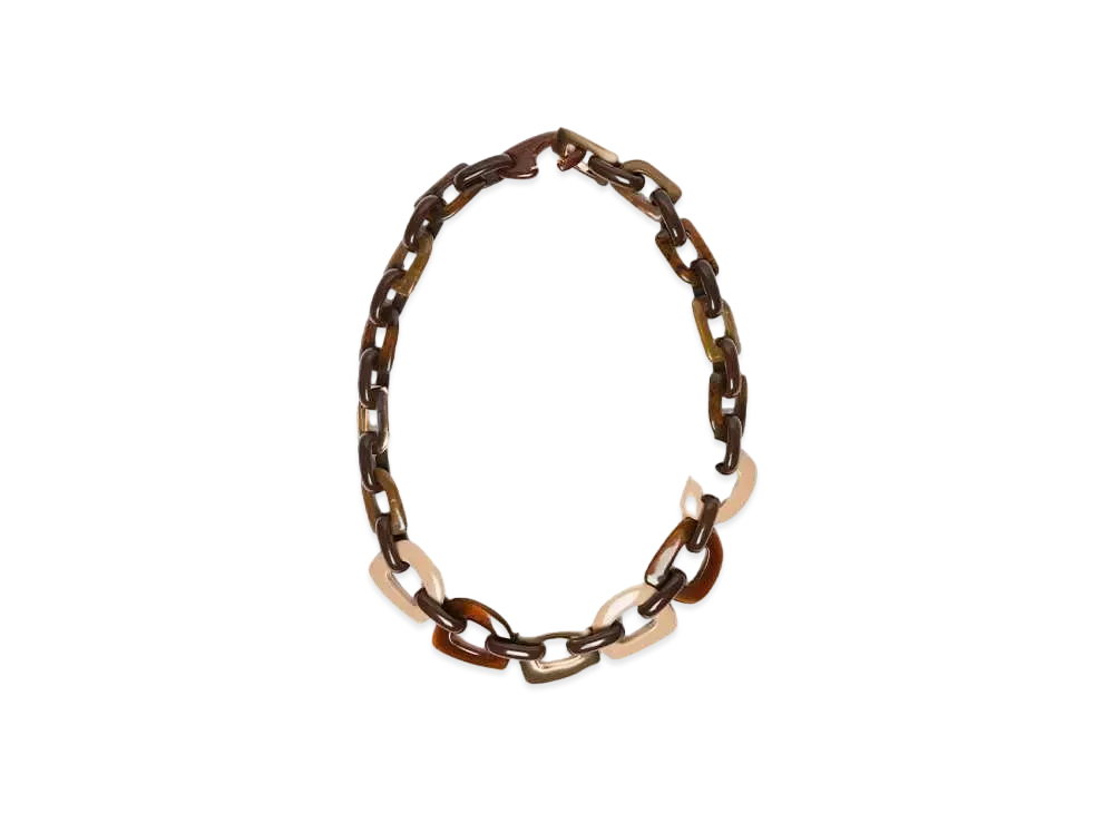 Max Mara Belize Resin Metal Chain Necklace "Brown"