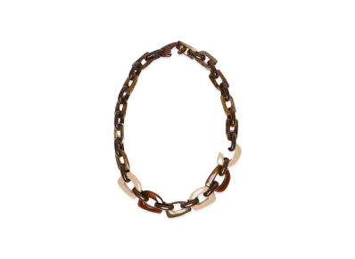 Max Mara Belize Resin Metal Chain Necklace "Brown"