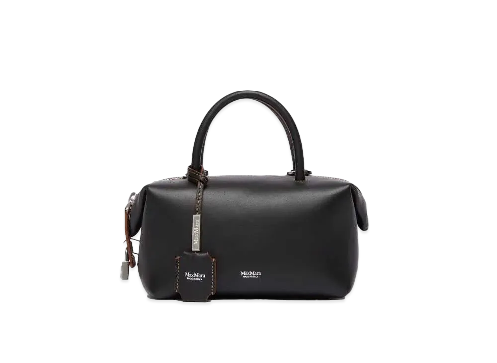 Max Mara Holdall Calf Leather Double Handle Bag "Black"