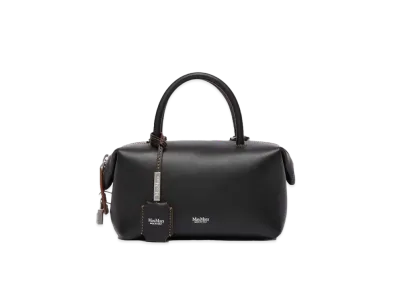 Max Mara Holdall Calf Leather Double Handle Bag "Black"