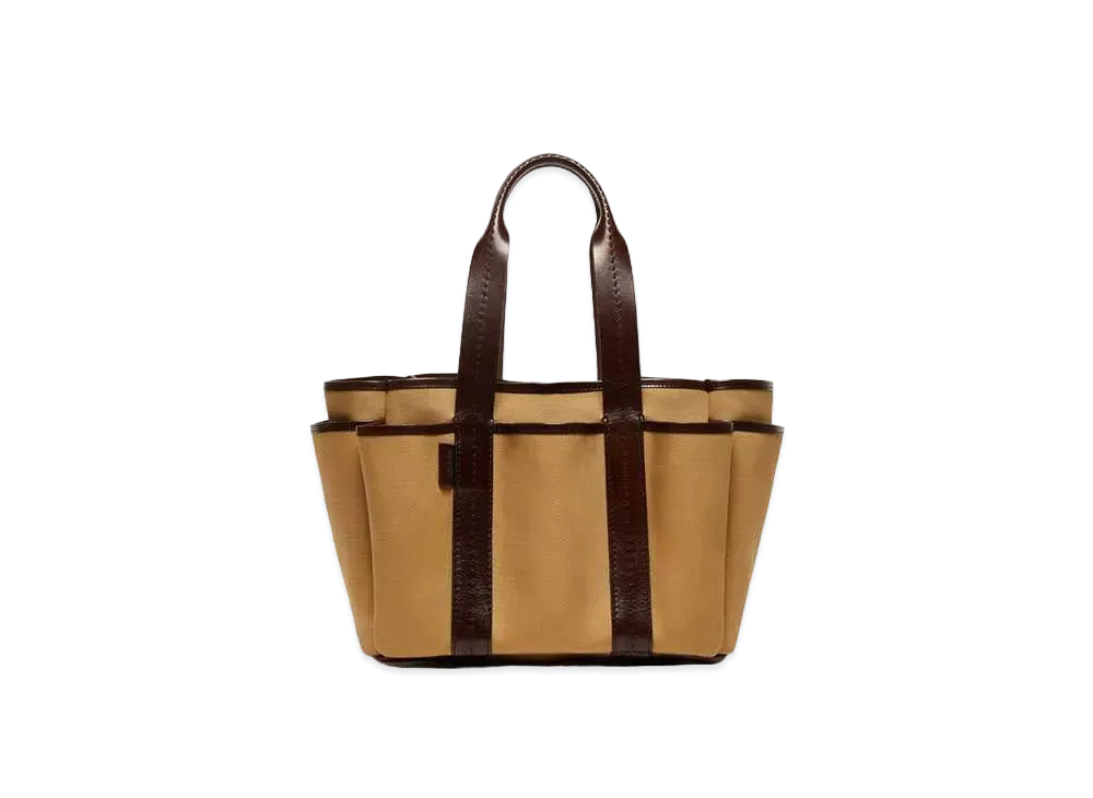 Max Mara Garden Kaba Canvas Medium Tote Bag "Tobacco Brown"
