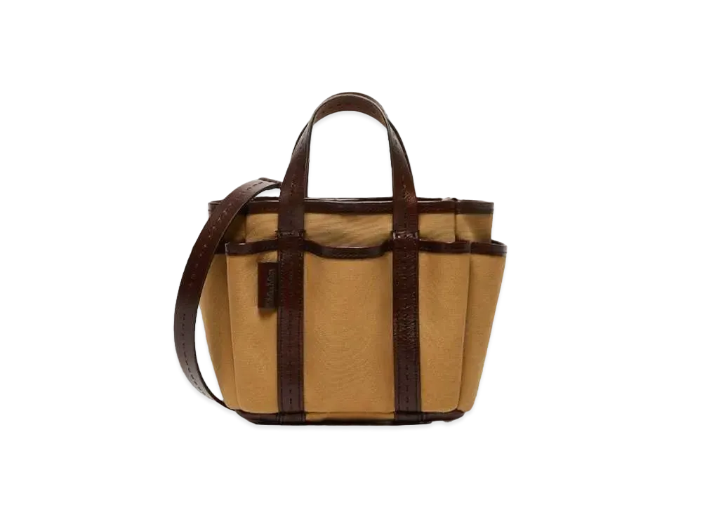 Max Mara Garden Hippo Canvas Mini Tote Bag "Tobacco Brown"
