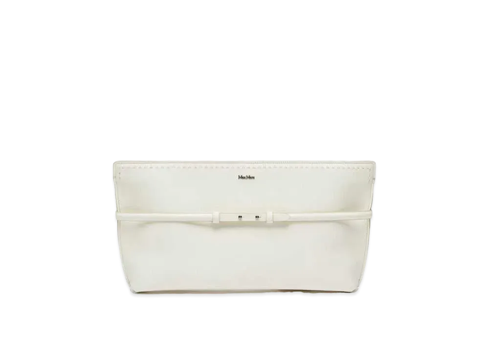 Max Mara Archetipo Calf Leather Clutch Bag "White"