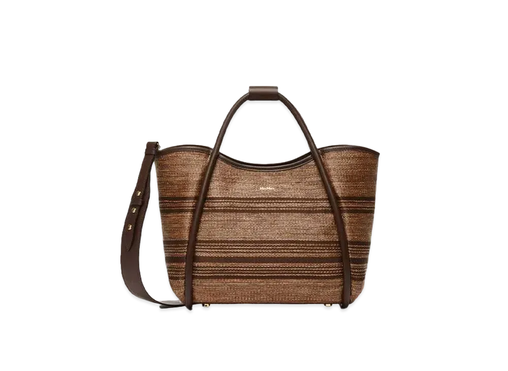 Max Mara Marine Straw Medium Shopping Bag "Tobacco Brown"
