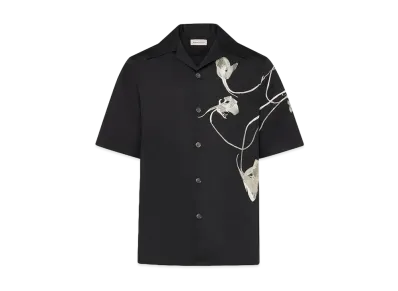Alexander McQUEEN Pressed Flower Hawaiian Shirt "Black"